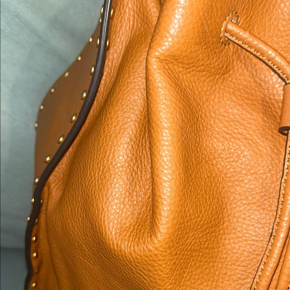 Rebecca Minkoff Nanine Leather Drawstring Brown Pebbled Leather Bucket Bag EUC - Picture 4 of 9